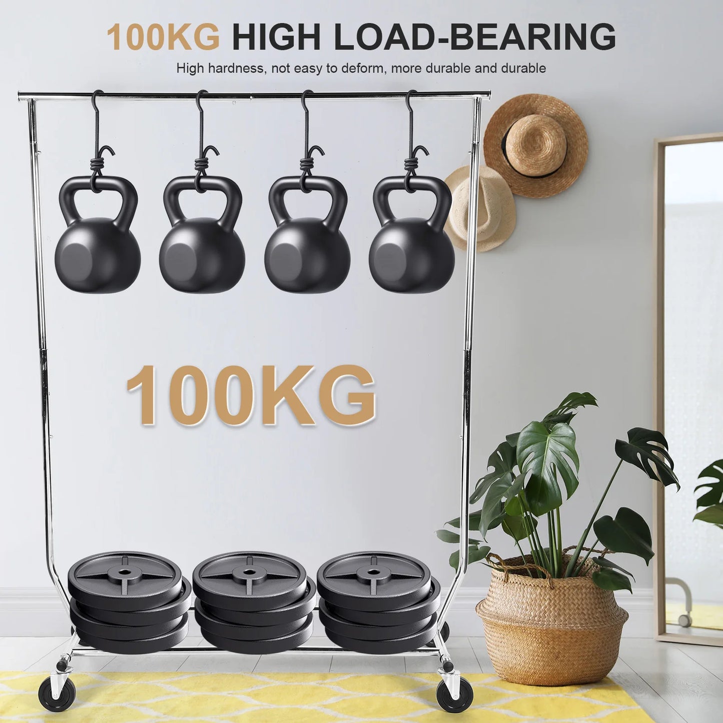 Adjustable Rolling Garment Rack with Sturdy Wheels