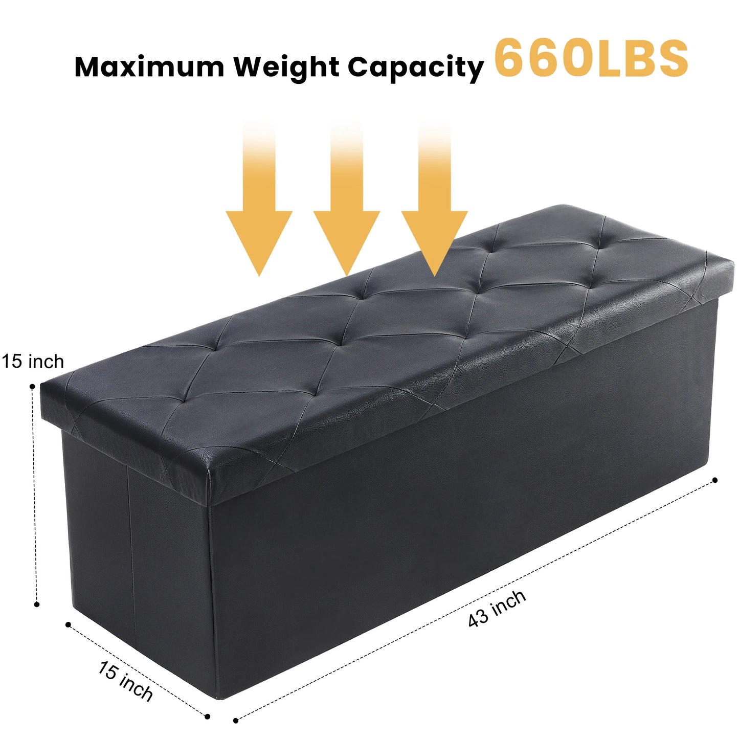 Leather Folding Ottoman Storage Footstool Bench