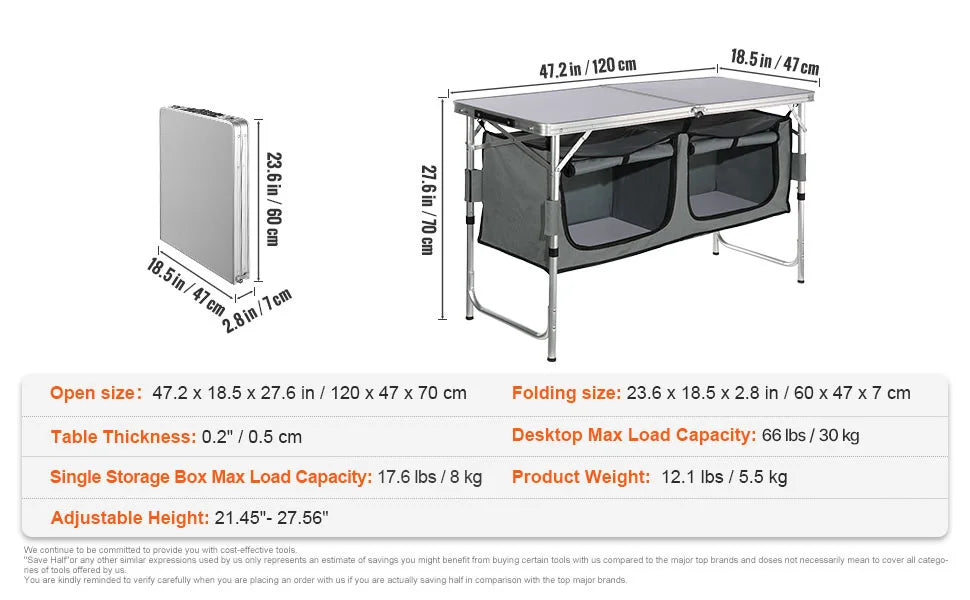 Outdoor Table Cabinet Foldable Cooking Storage Rack
