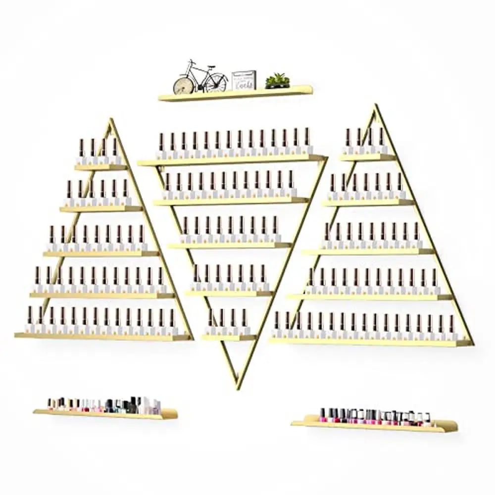 Gold Triangle Nail Polish Storage Organizer Rack