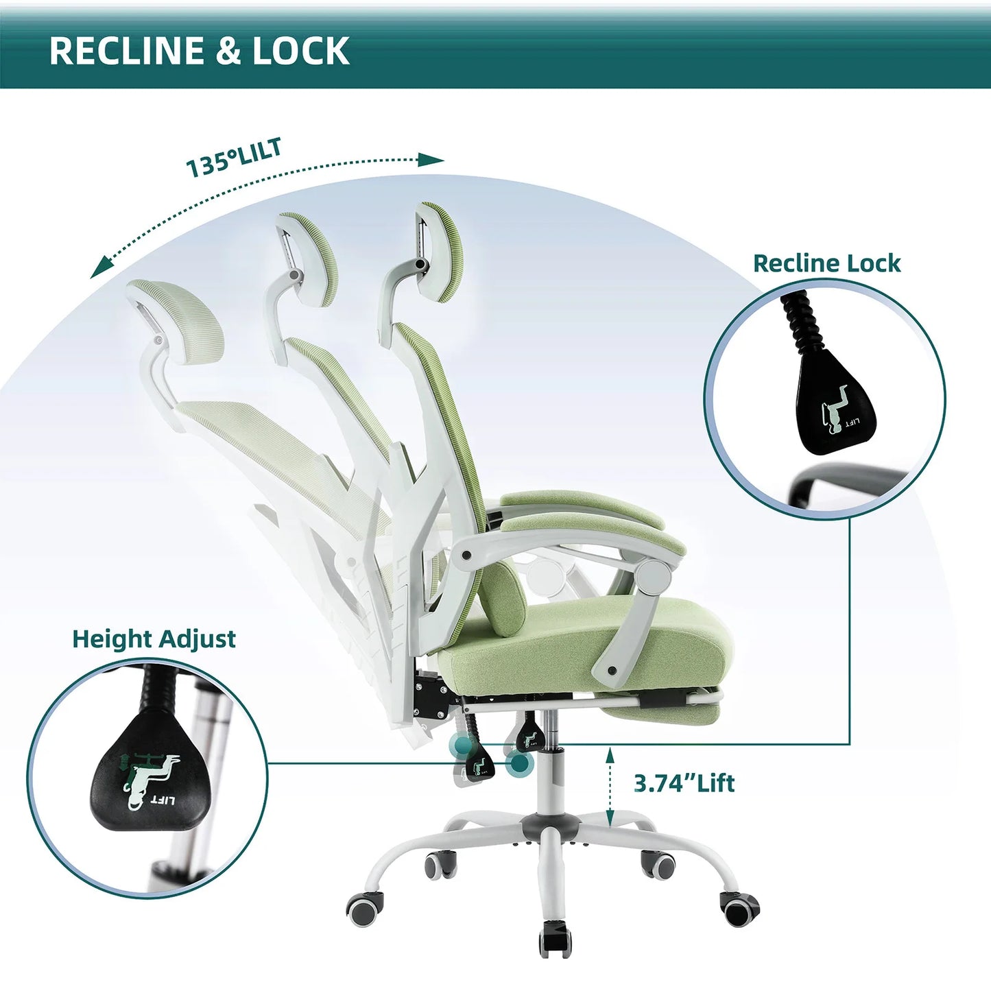Reclining High Back Rocking Gaming Computer Desk Chair