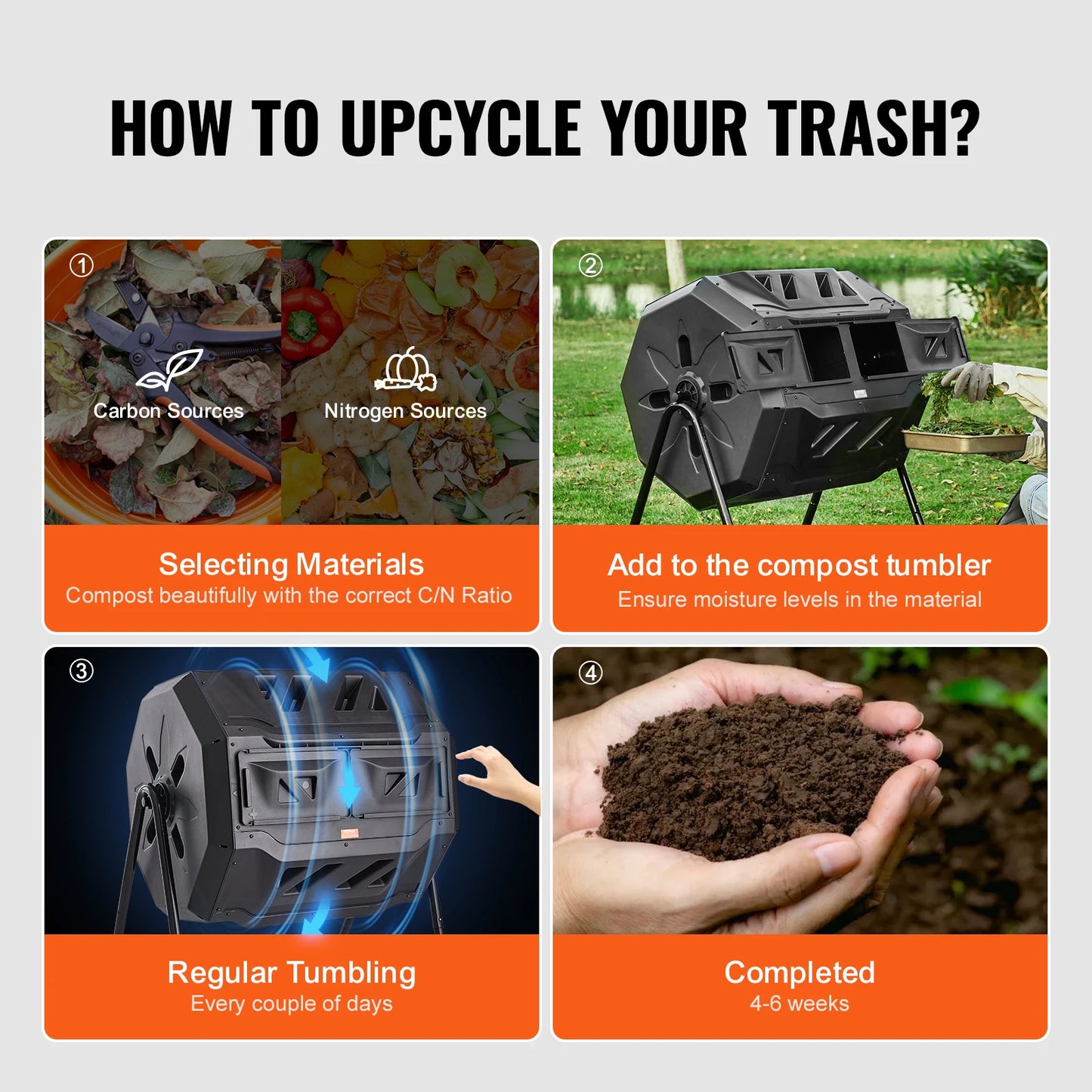 Compost Bin Dual Chamber Composting Tumbler