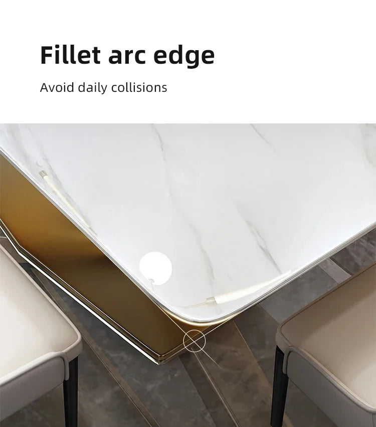 Thick Solid Center Steel Luxury Dining Table