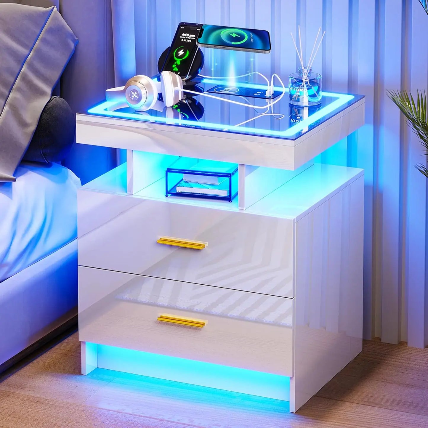 LED High Gloss Nightstand