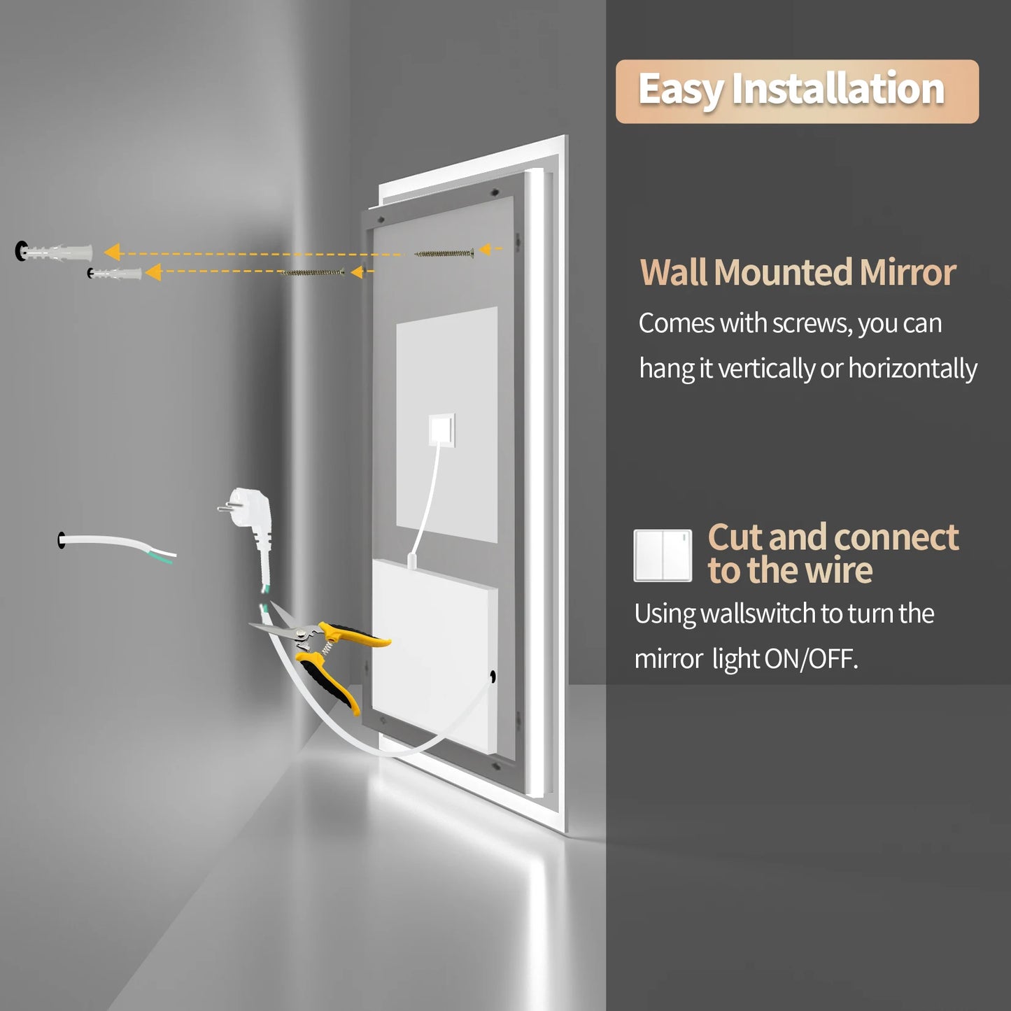 Vanity Mirror with Dimmable Lights