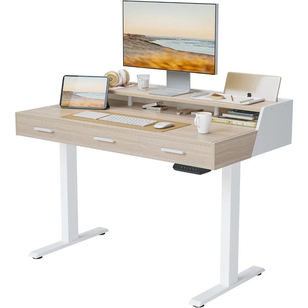 Electric Standing Desk with Drawers