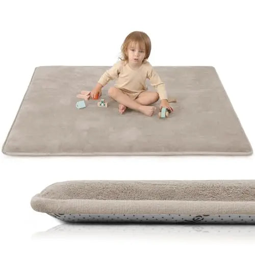Large Solid Casual Non-slip Play Mat Coral Velvet Rug