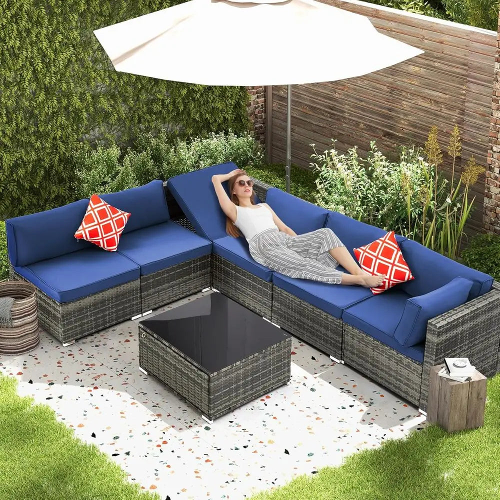 7-Piece Storage, Cushions, Pillows Furniture Set