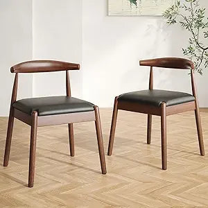 Mid Century Modern Solid Wood Dining Chairs Set