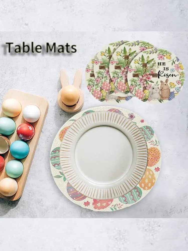 Dining Room Easter Round Placemats Linen