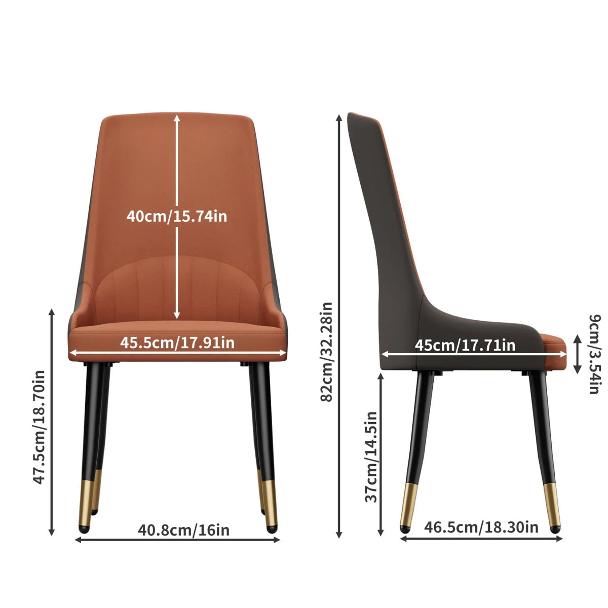 Modern Upholstered Cushion Dining Chairs with Metal Legs