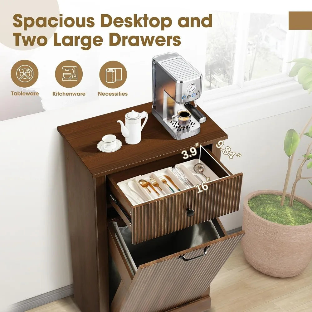 Wooden Hamper Cabinet with Drawer