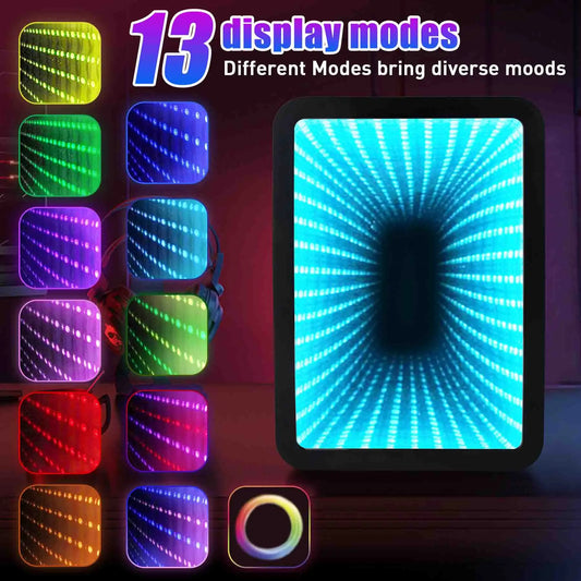 iceBlue 13 Display Mode Dimmable LED Light Mirror Mini Fridge