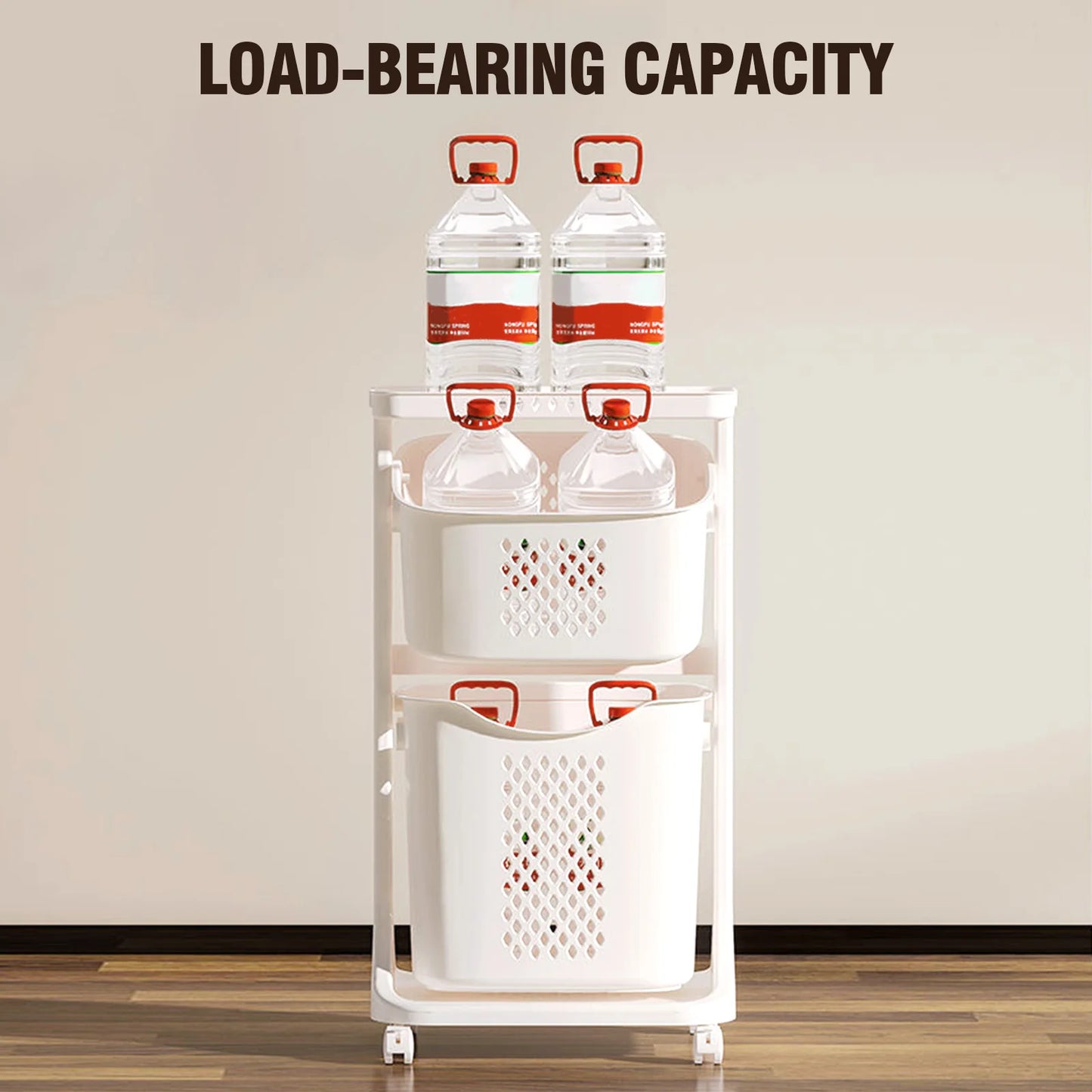 Multi-Layer Rolling Plastic Laundry Hamper with Wheels