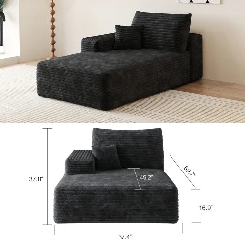 Cloud-style sectional sofa with corduroy cover