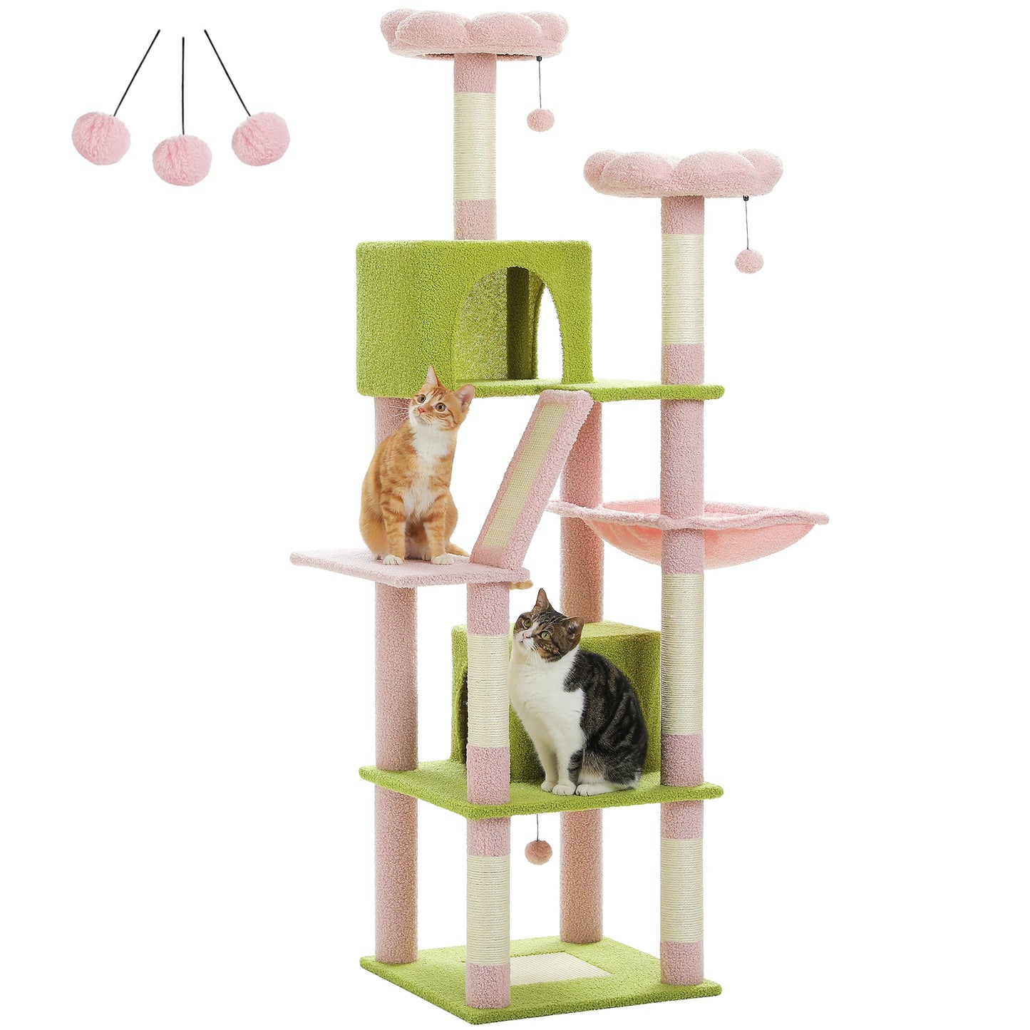 Multi-Level Plush Cat Condo with Scratching Posts