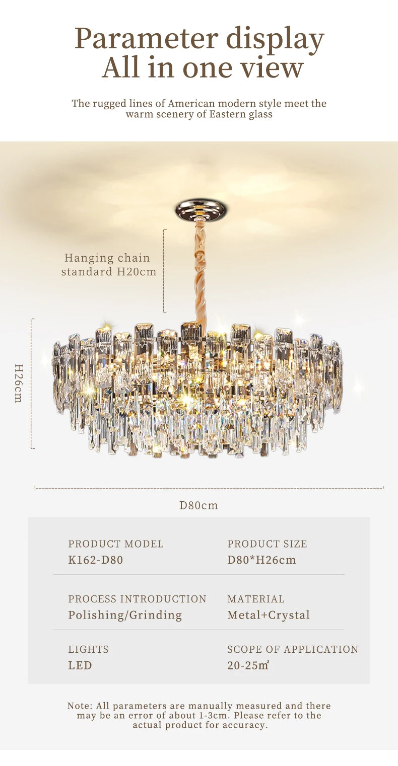 Modern Led Ceiling Hanging Crystal Chandelier