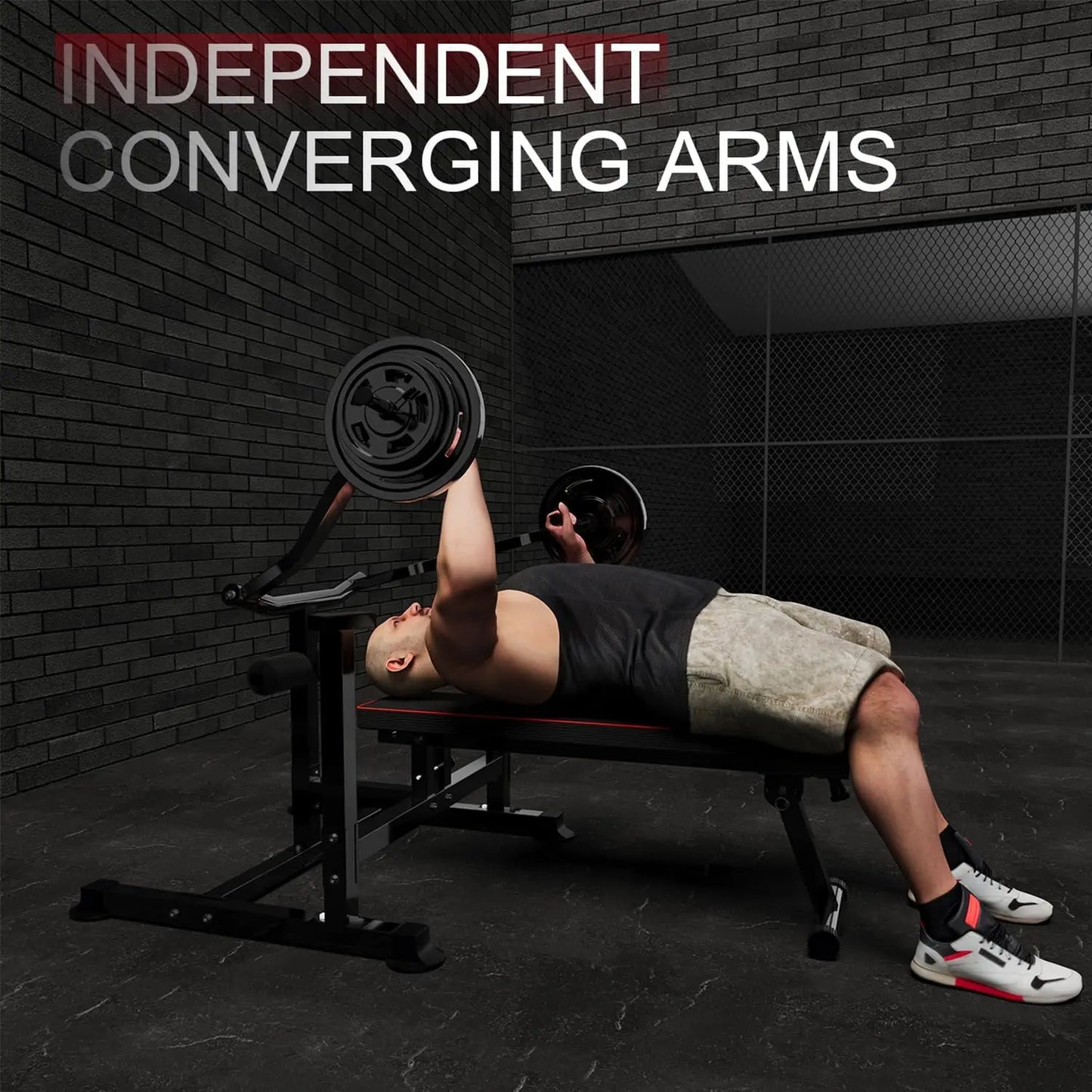 Bench Press Set with Independent Converging Arms Adjustable