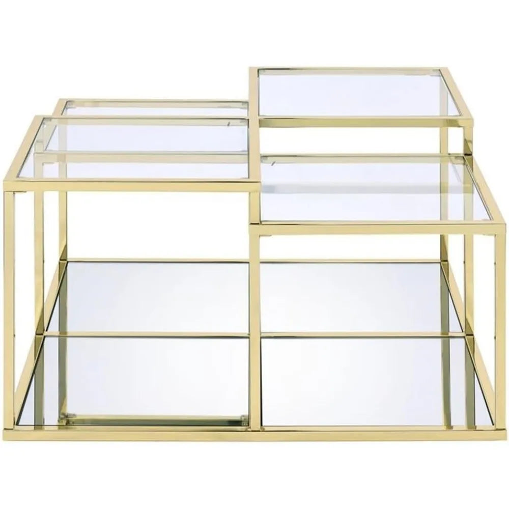 Glass Top Coffee Table with Metal Frame