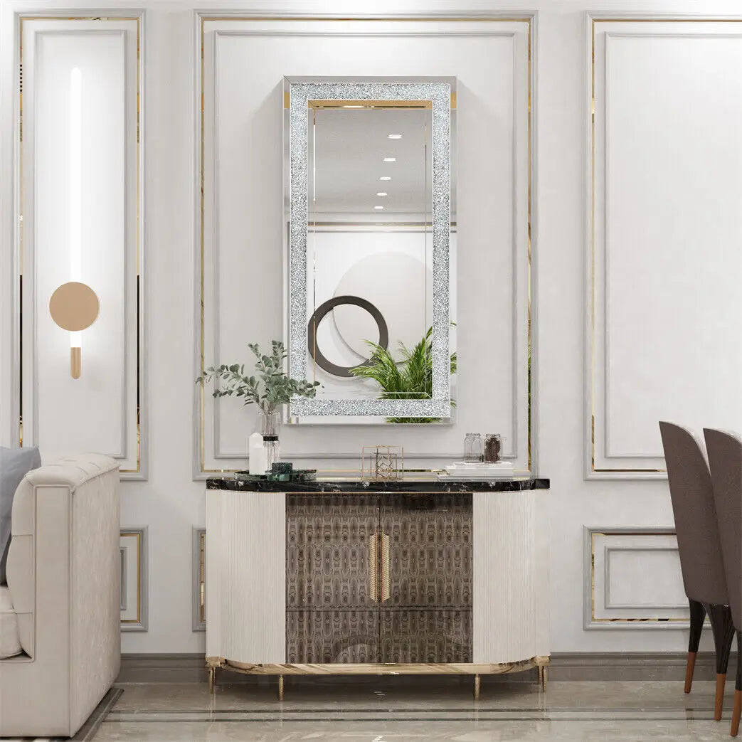Gorgeous Rectangle Crystal Crush Diamond Wall Mirror
