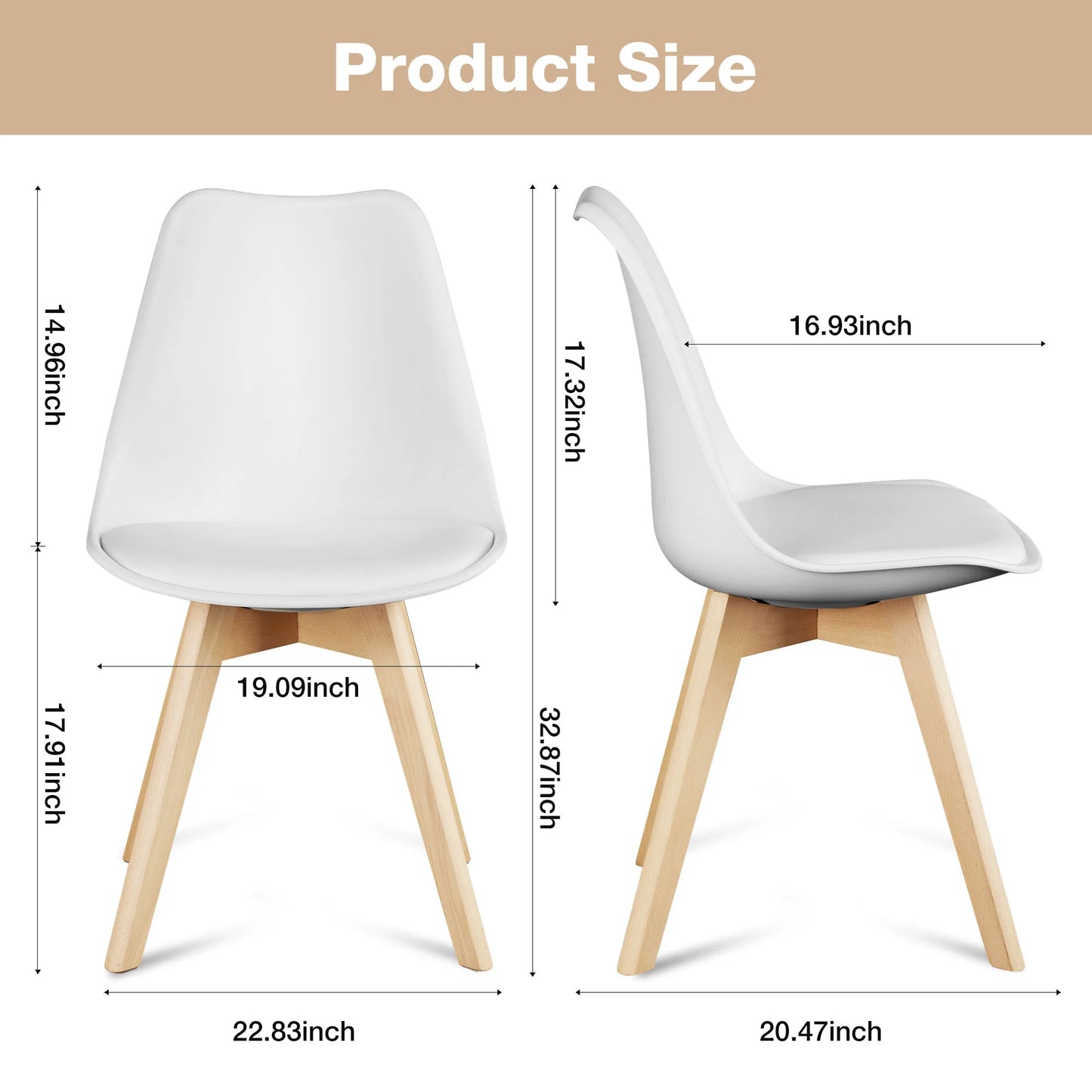 Leather Dining Lounge Chairs with Wooden Legs Set