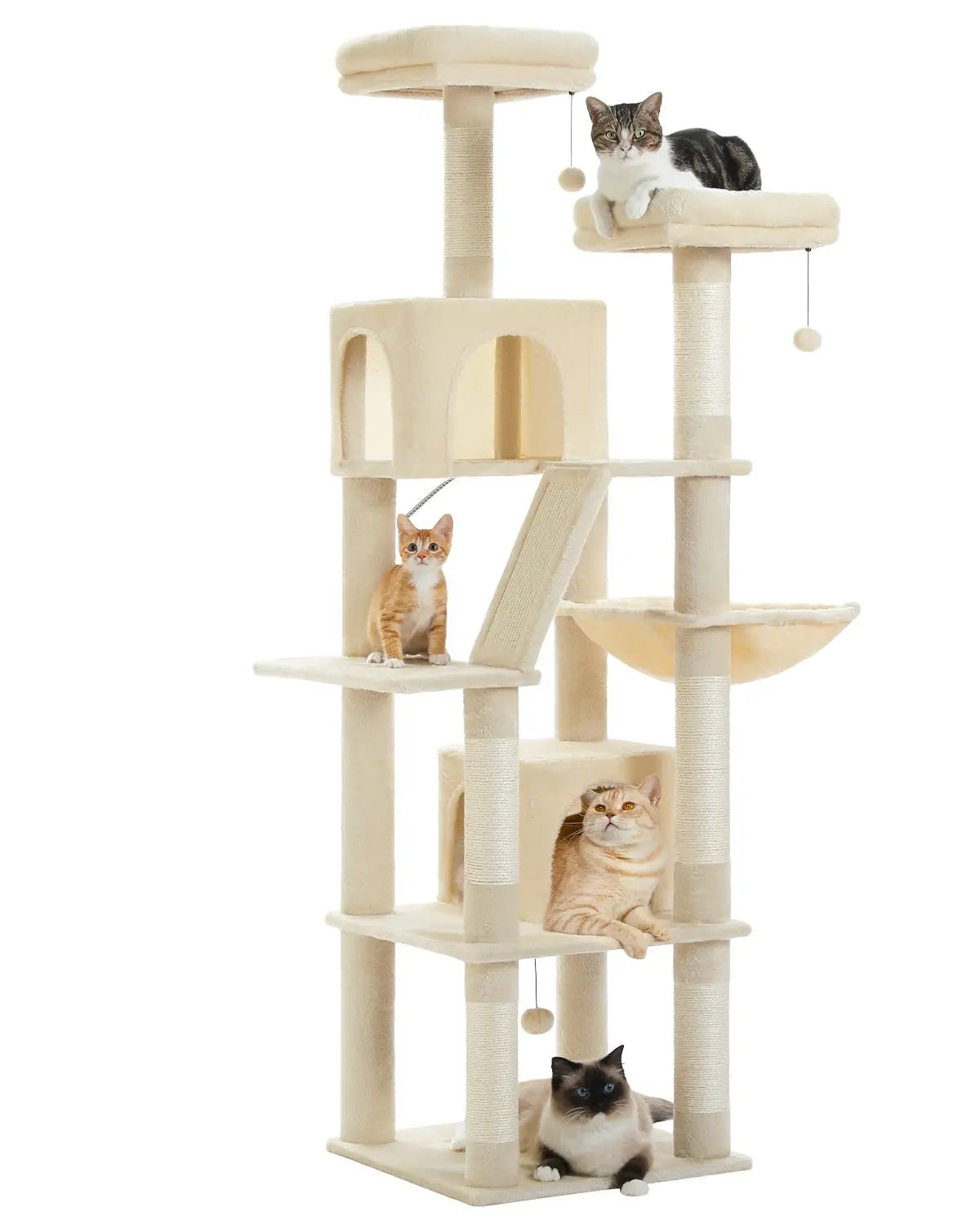 Multi-Level Plush Cat Condo with Scratching Posts