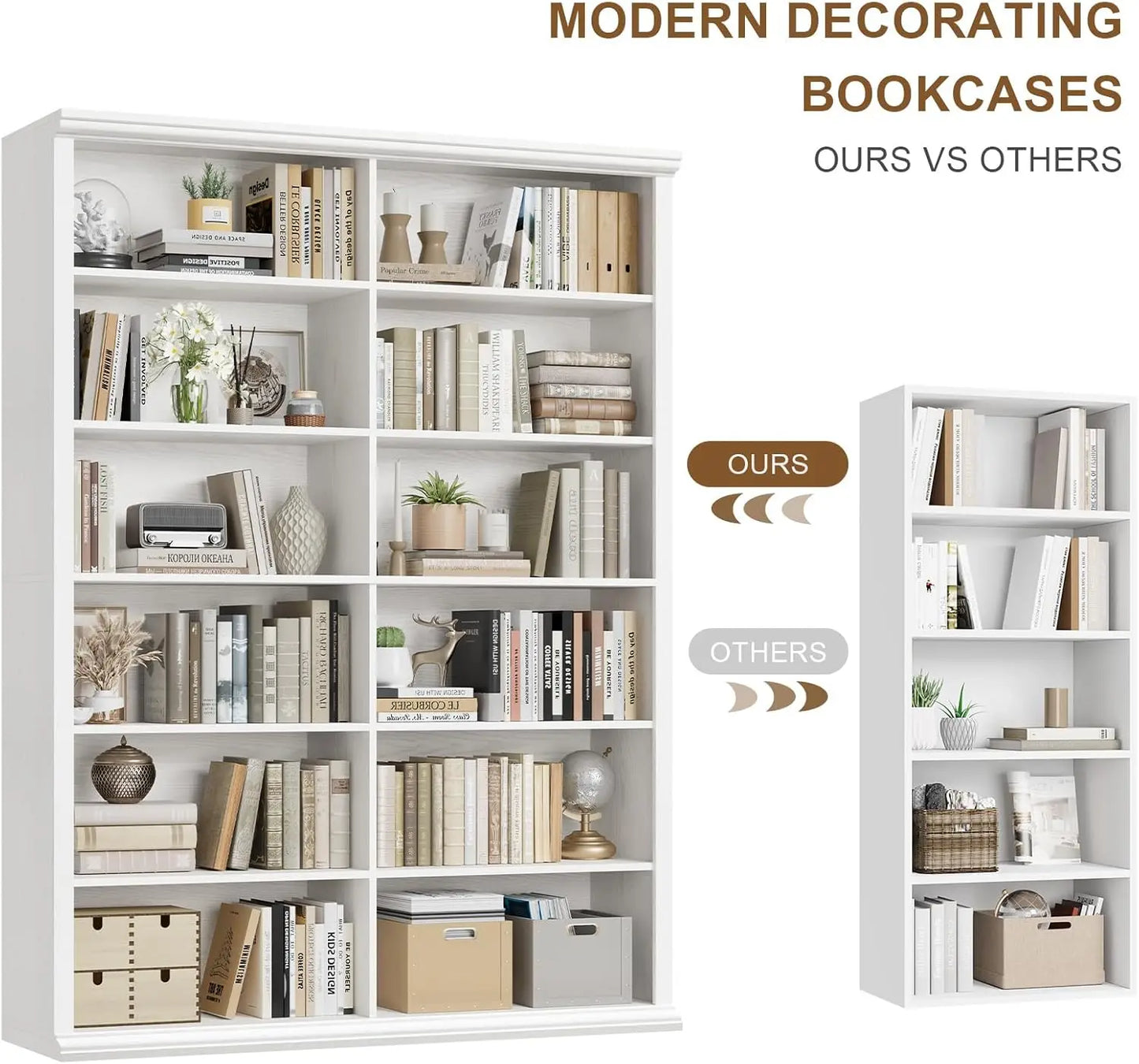 Extra Large Wooden Bookcase with Double Storage