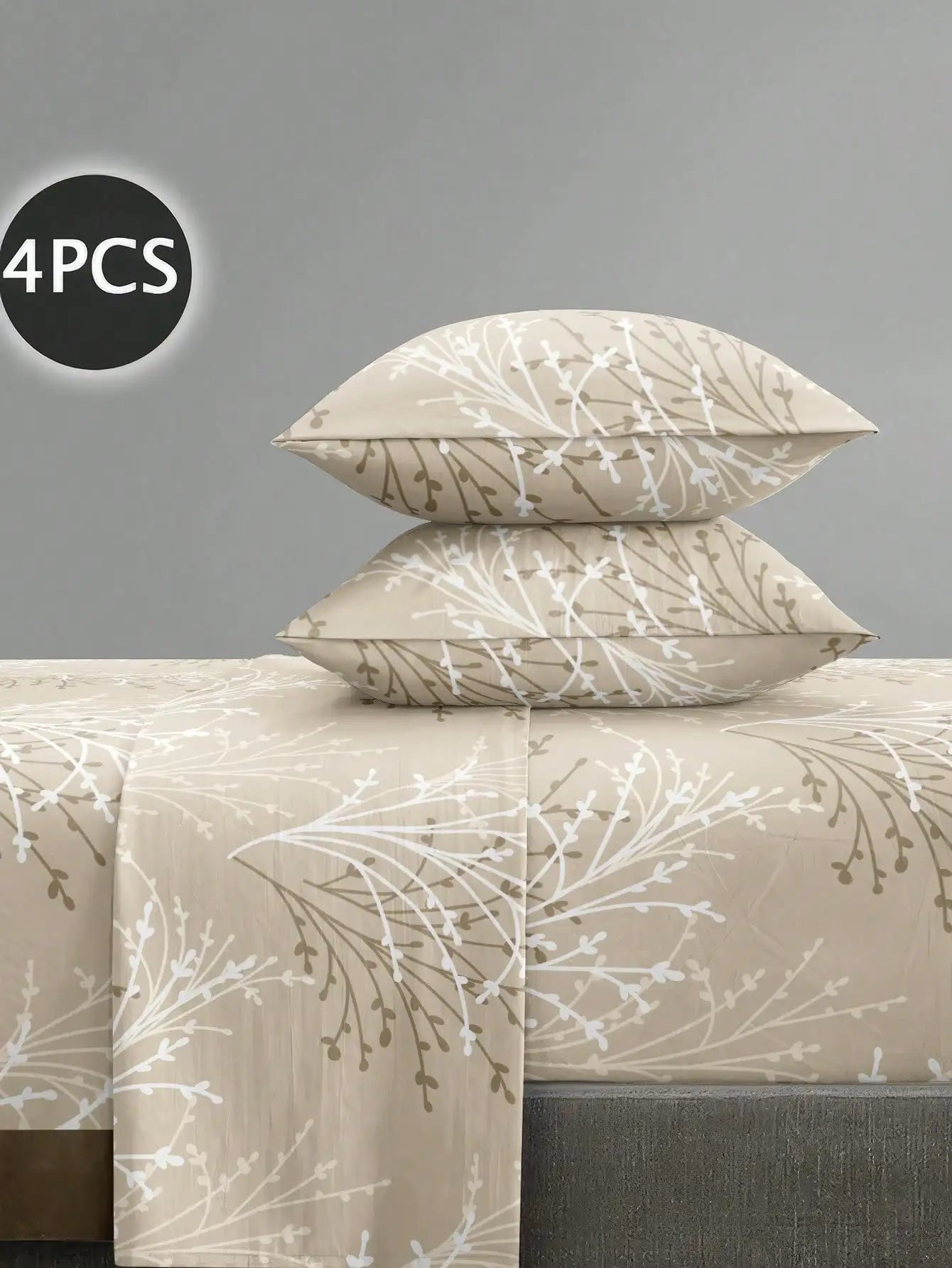 4pcs Botanical Floral Microfiber Sheet Set