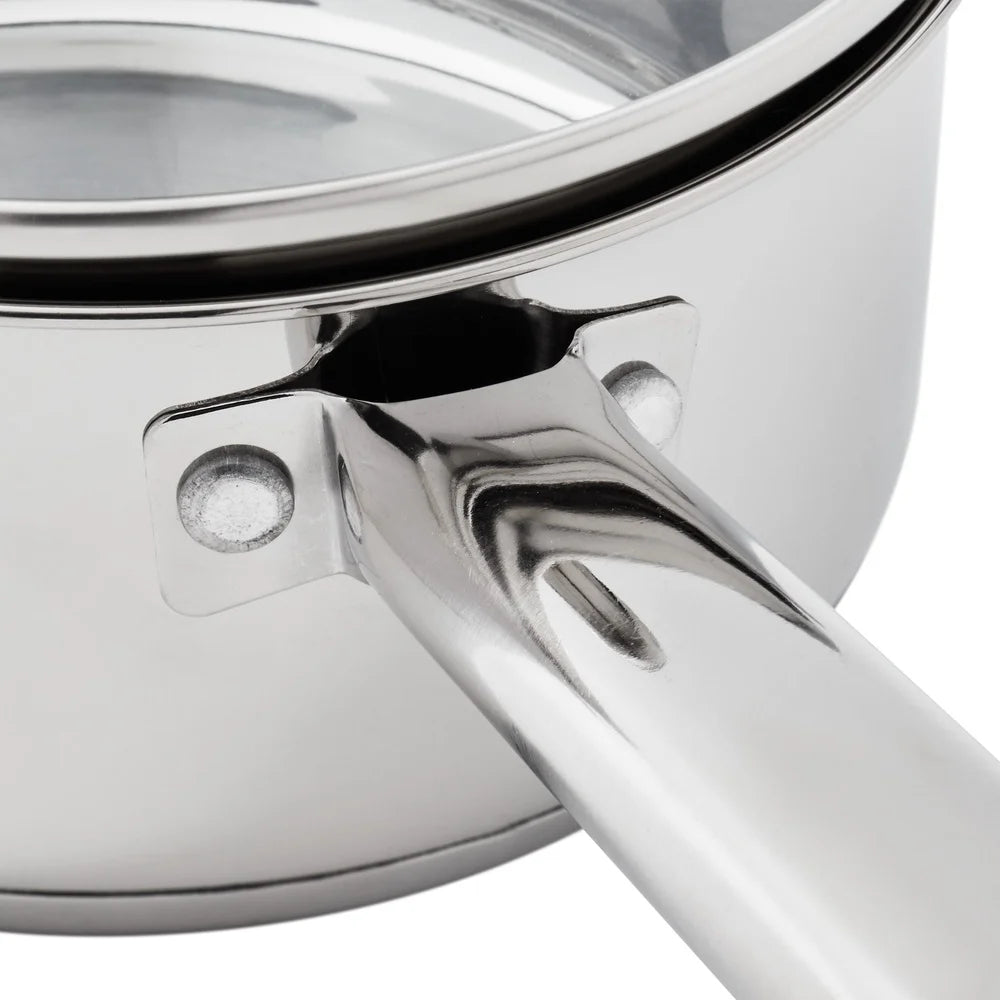 Oven Safe Stainless Steel Saucepan with Straining Lid 1qt Dishwasher Safe