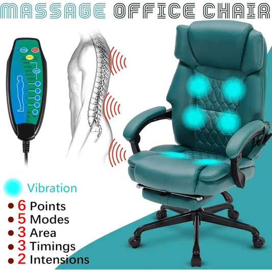 Massage Office Chair with Foot Rest and 6 Points Vibration with Heat