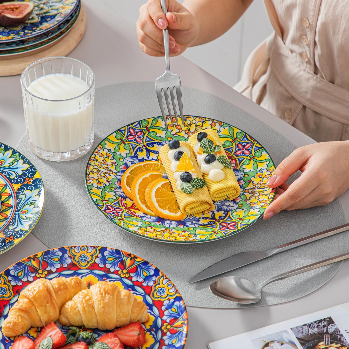 Porcelain Crockery Dinner Plates Set - Scratch Resistant