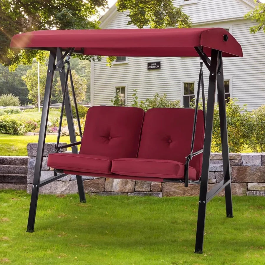 Outdoor Patio Swing Chair with Adjustable Canopy