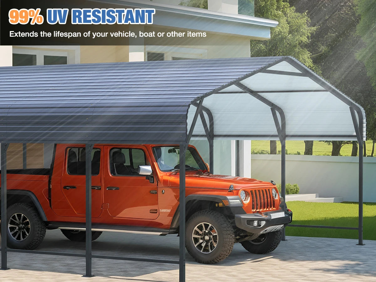 Heavy Duty Multi-Size Metal Carport w/ Enhanced Base