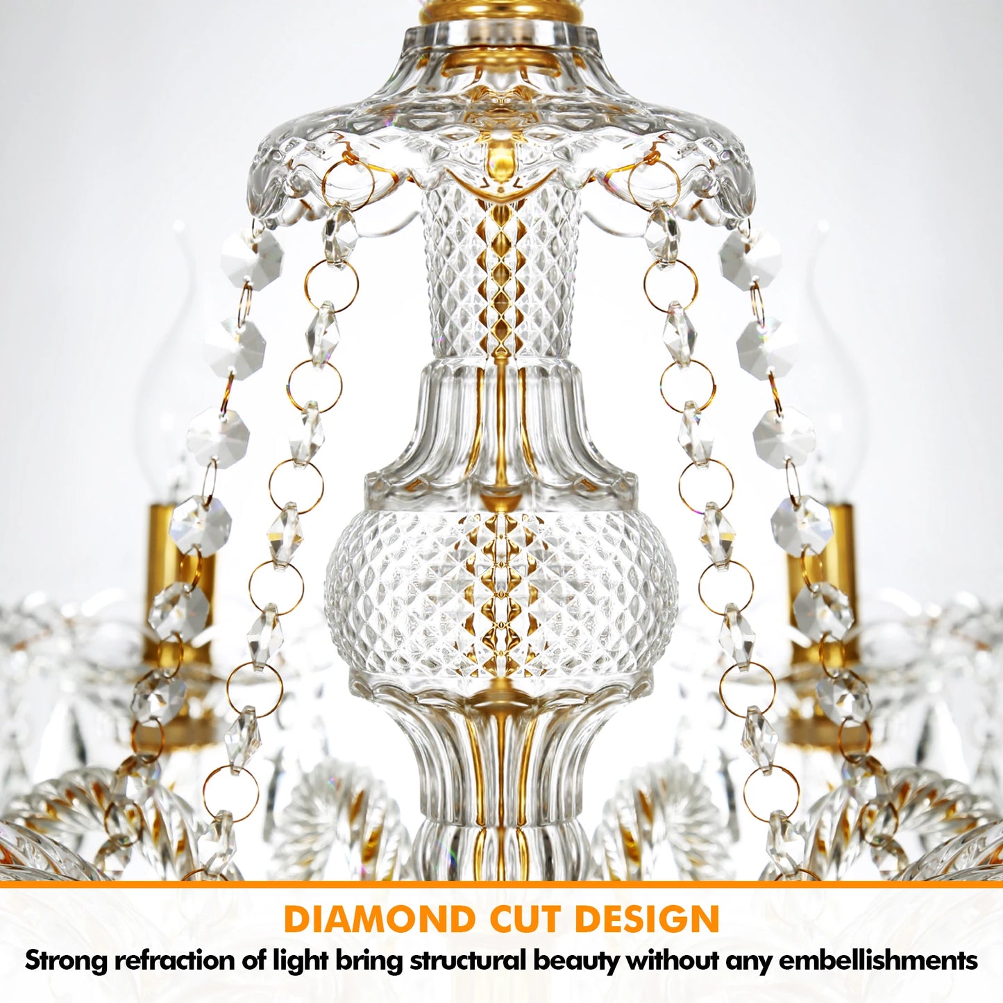 Modern Lighting Crystal Chandelier Adjustable Chain Ceiling Pendant