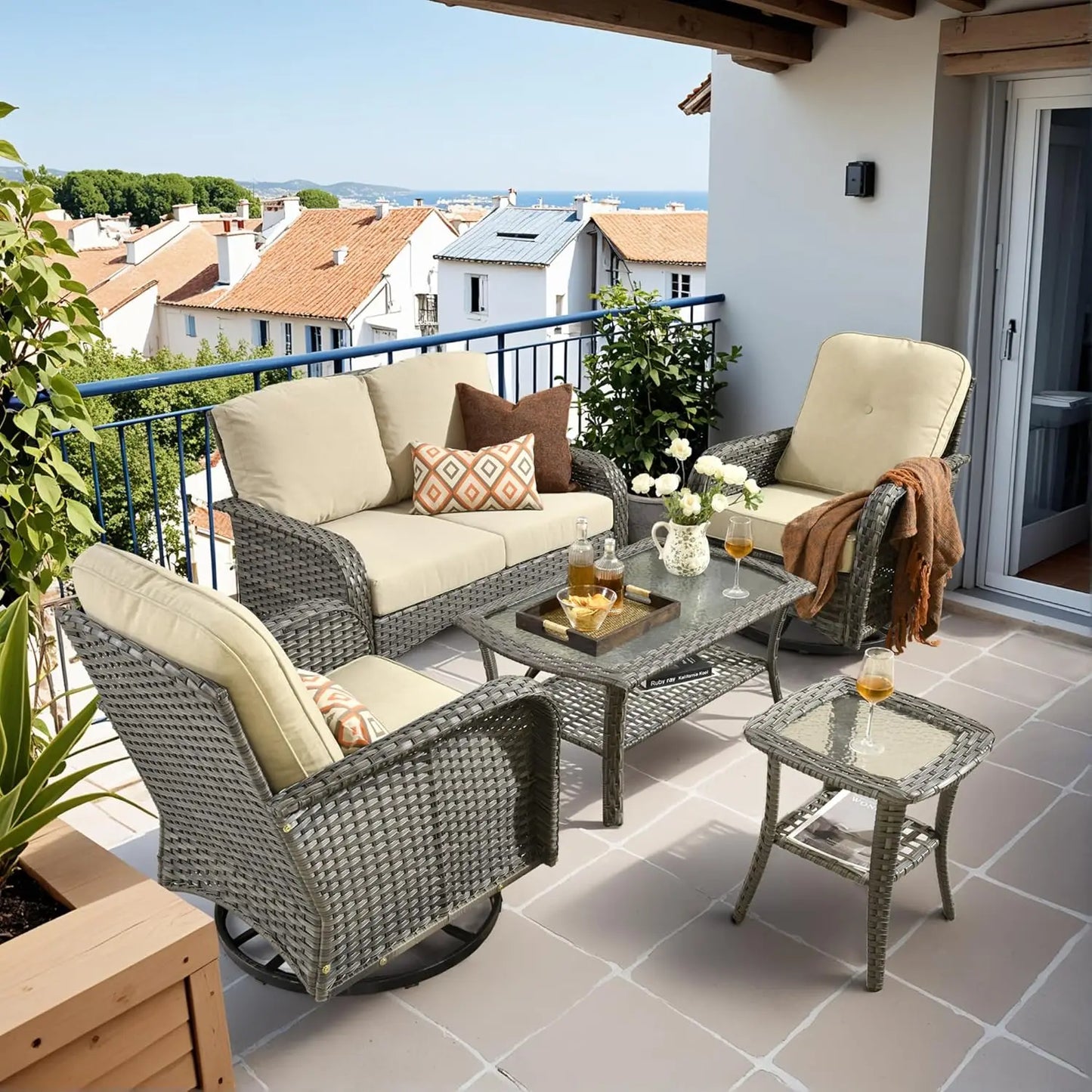 All Weather Wicker Patio Conversation Set