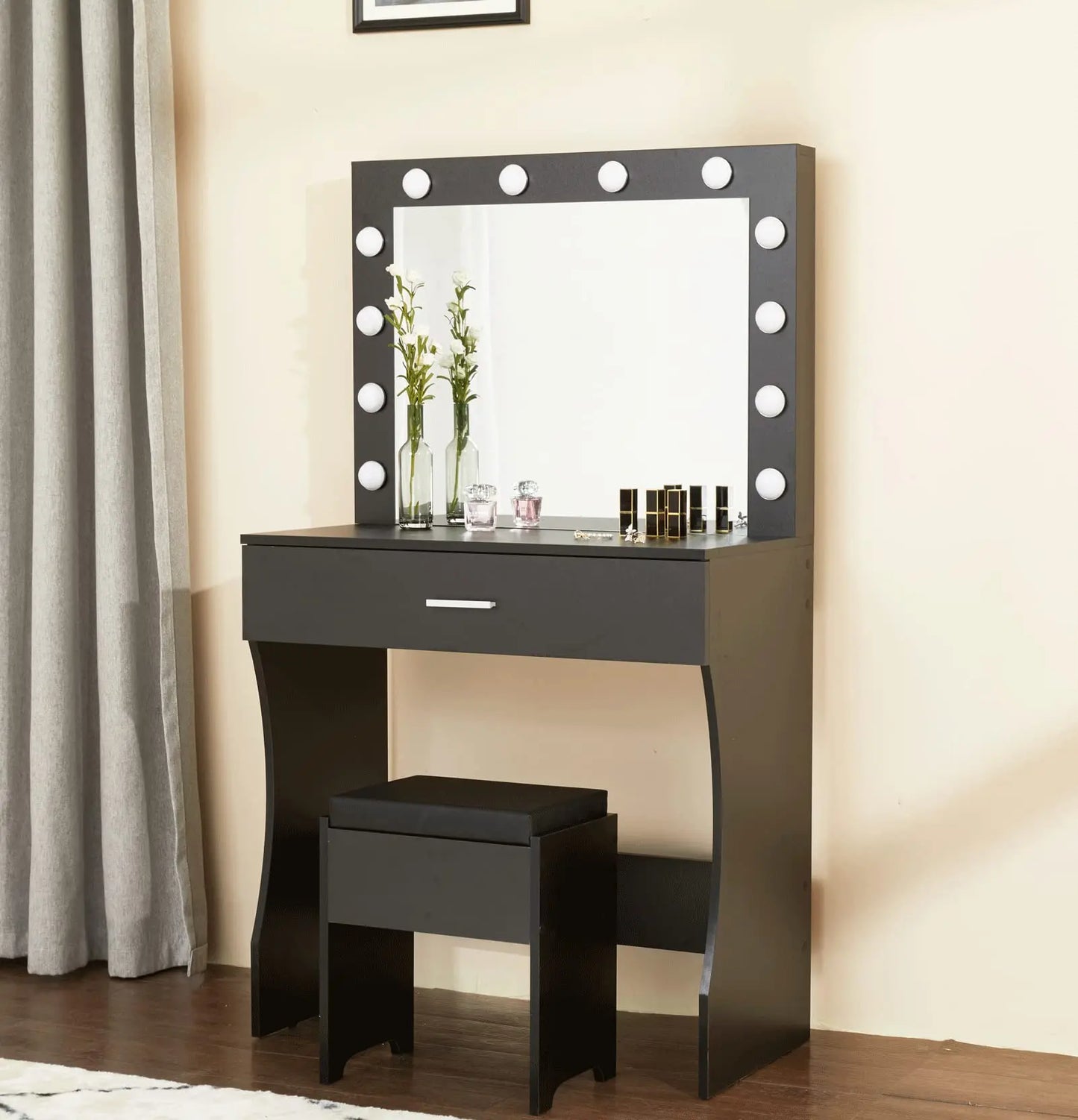 Teen Make-Up Vanity Desk with Lights Mirror Set