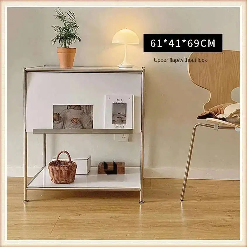 Modern Stainless Steel Medieval Nightstand Storage Nightstand