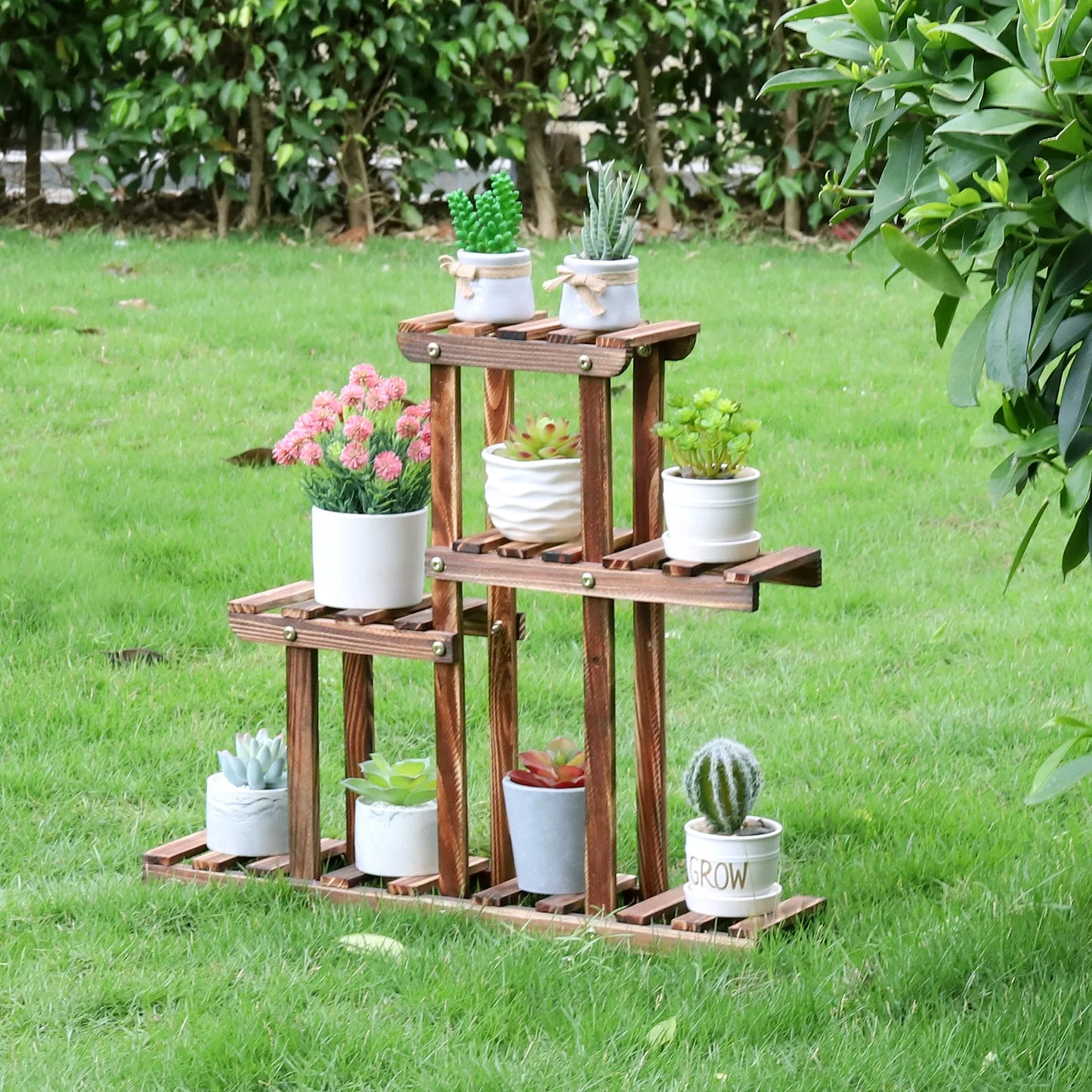 Carbonized Wood Plant Stand Multi Tier Succulent Rack