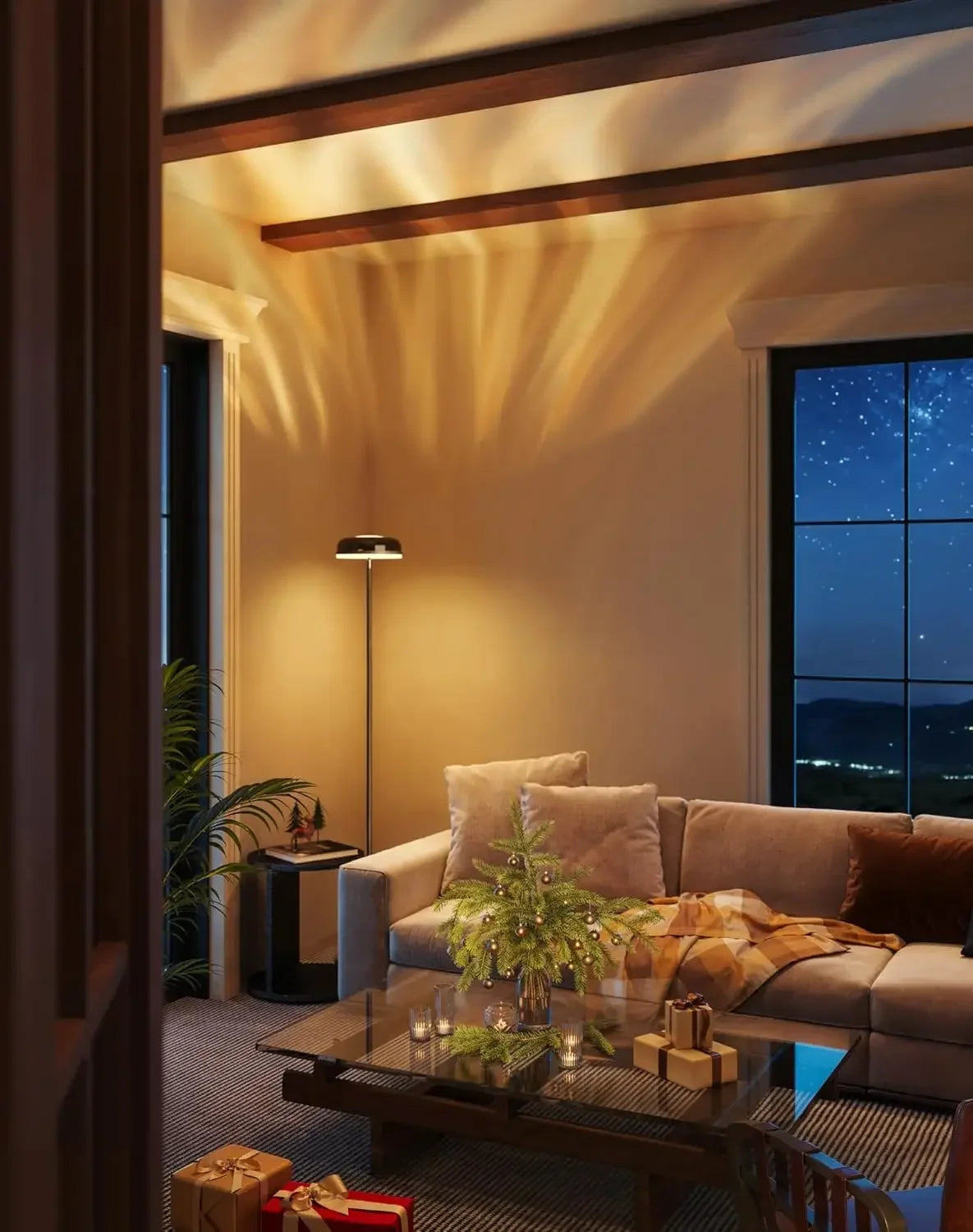 Uplighter Floor Lamp with RGBIC Ripple Projector