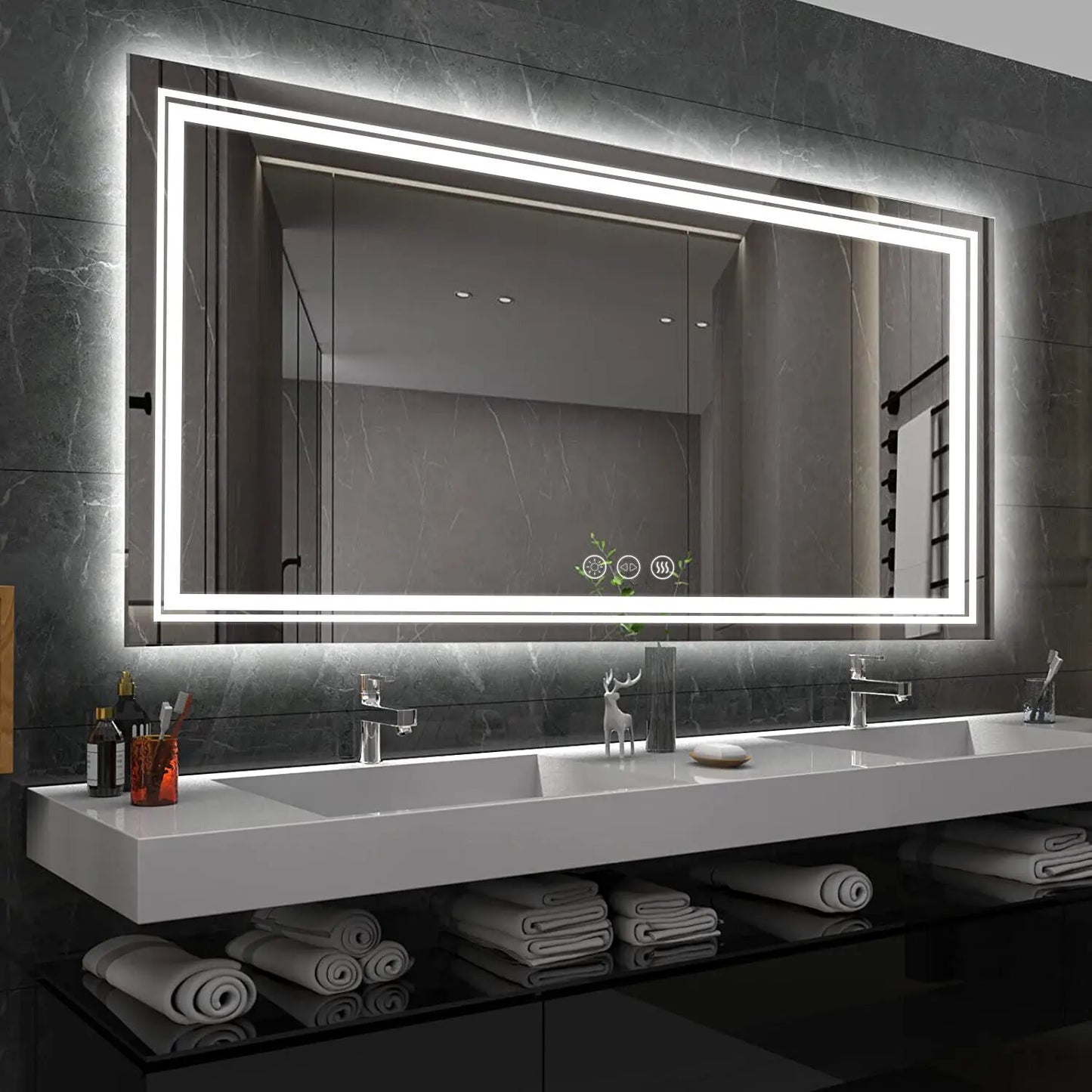 Rectangle Vanity LED Mirror with Dimmable Backlit