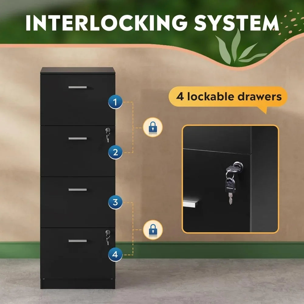 Vertical Filing Cabinet with Lock