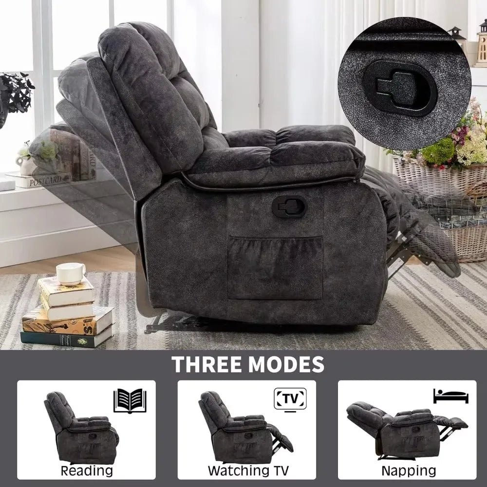 Living Room Overstuffed Heat Vibration Massage Recliner