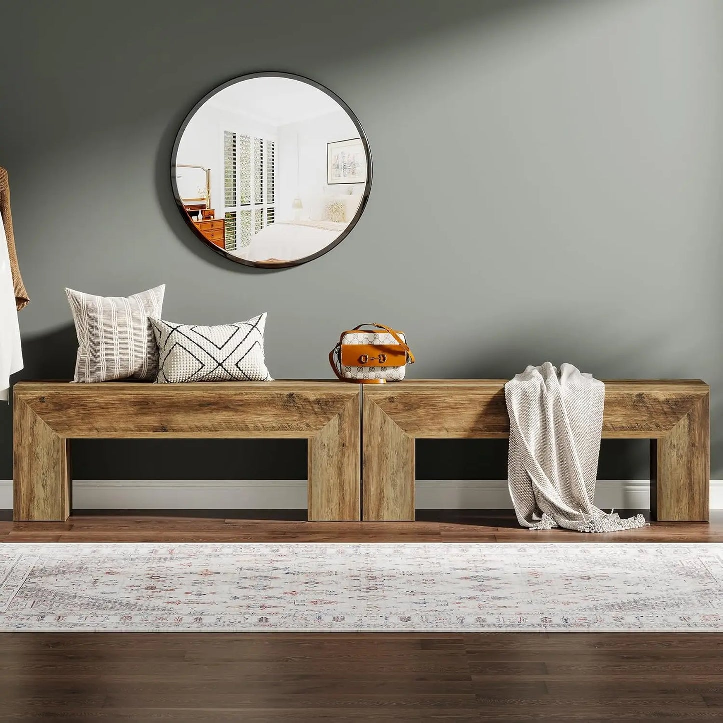 Wooden Entryway Bench