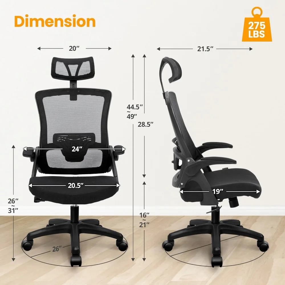 Ergonomic Adjustable Chair with a High Back Computer Comfy Task Office Chair