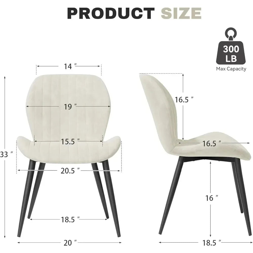 Upholstered Modern Fabric Dining Chairs with Thick Cushions