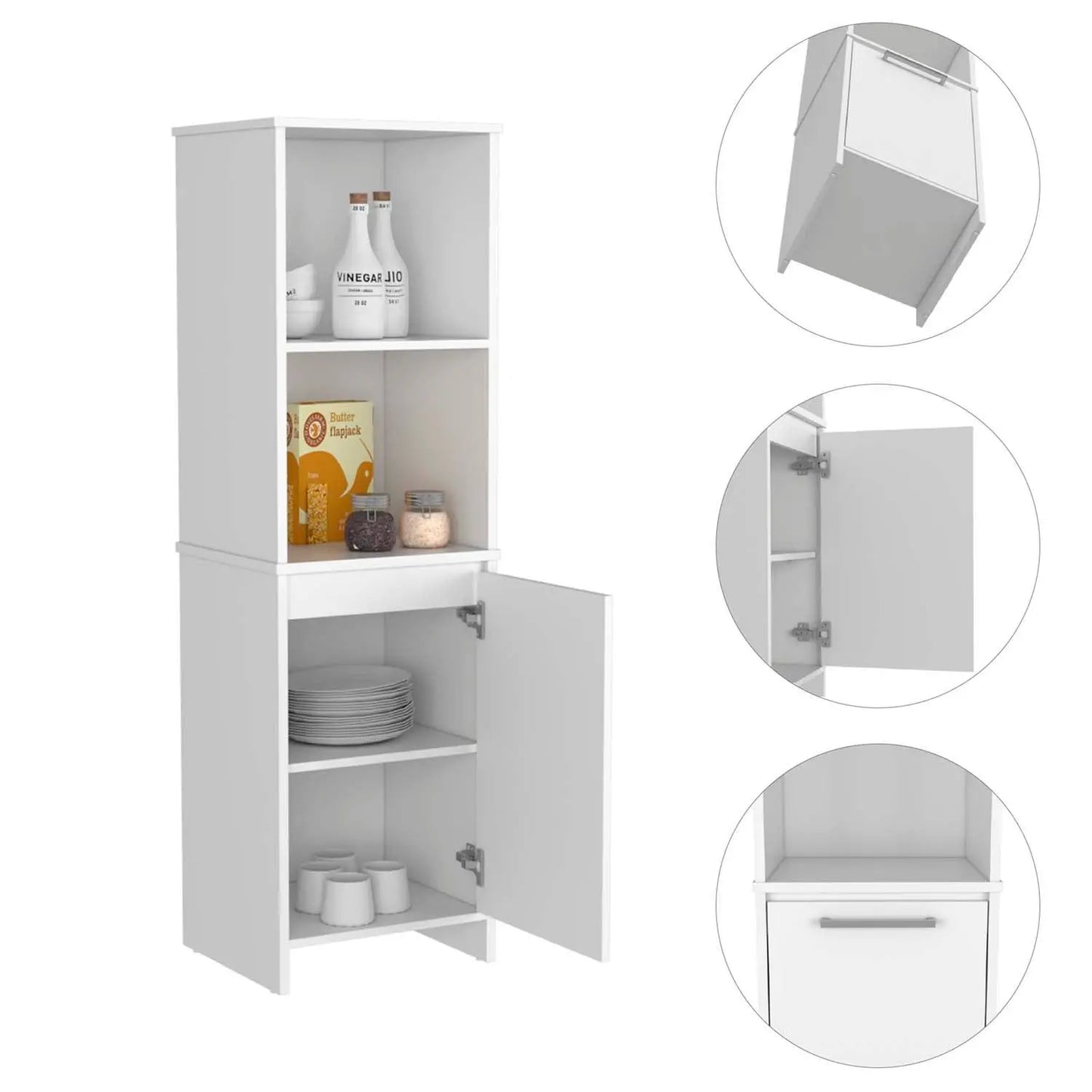 Single Door Kitchen Cabinet with Four Shelves