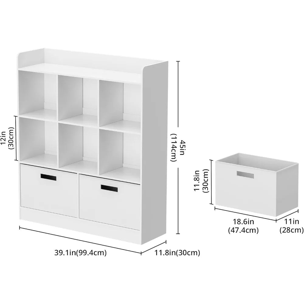 8 Cube Kids Bookshelf with Fabric Drawers