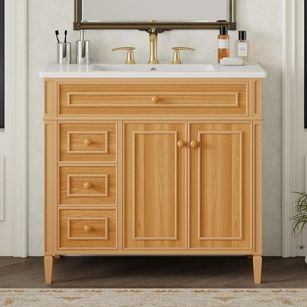Bathroom Vanity with Sink Ample Storage Solid Wood Cabinet
