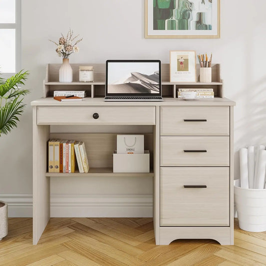 Computer Desk with File Cabinet & Monitor Stand
