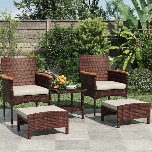 Outdoor Patio Furniture Set with Table & Ottoman